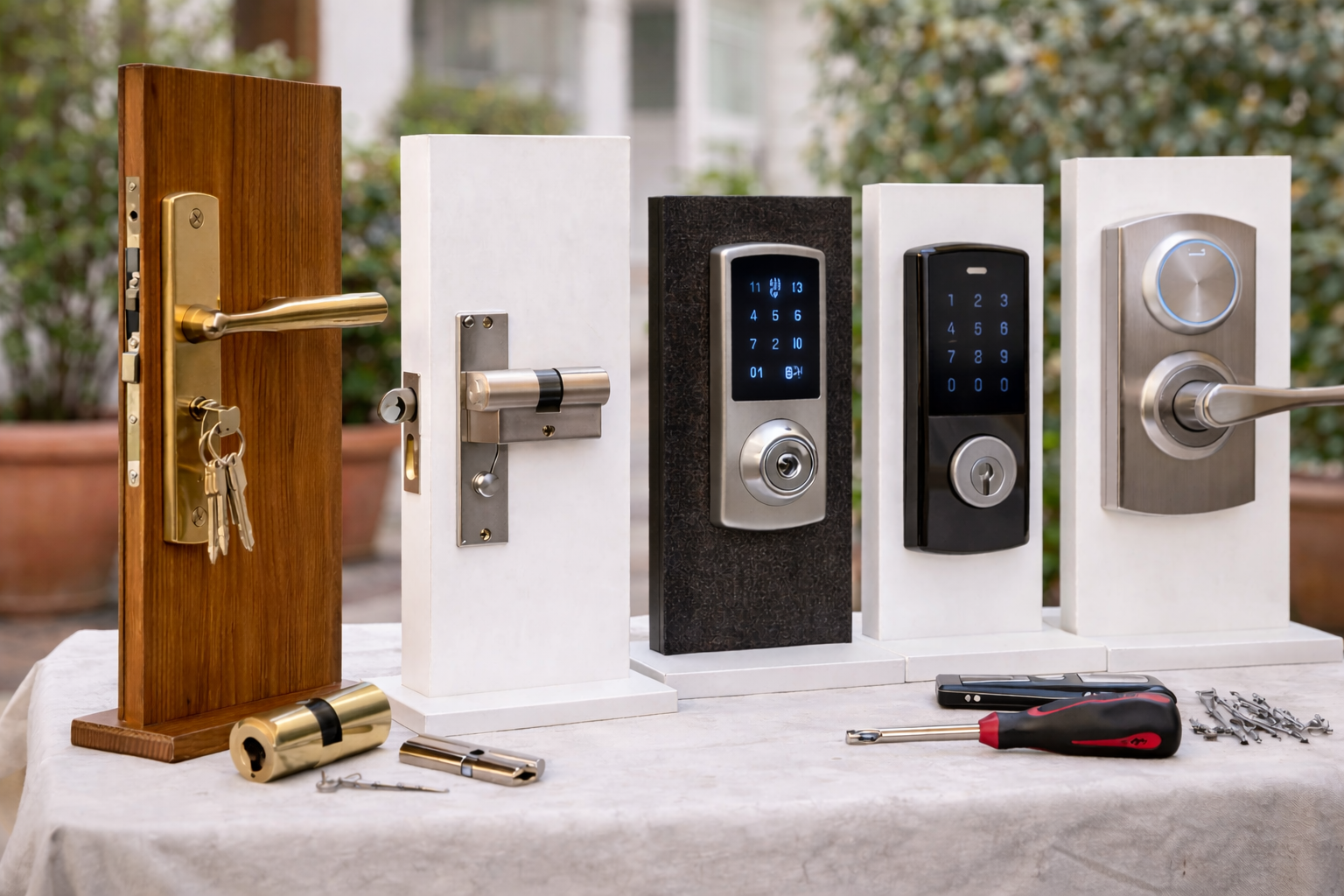 Muestrario de cerraduras para cerrajería de viviendas y negocios en Torremolinos